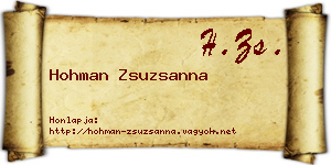 Hohman Zsuzsanna névjegykártya